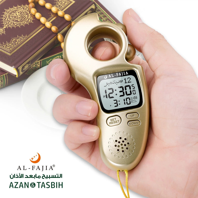 Dual Language Digital Tasbih with Prayer Time Adhan Sound Qibla Direction Hijri Calendar