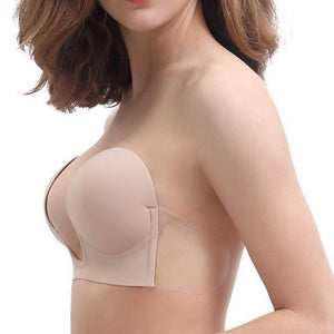 invisible push up bra strapless bras formal dress wedding/evening sticky self-adhesive silicone brassiere new deep u plunge bra