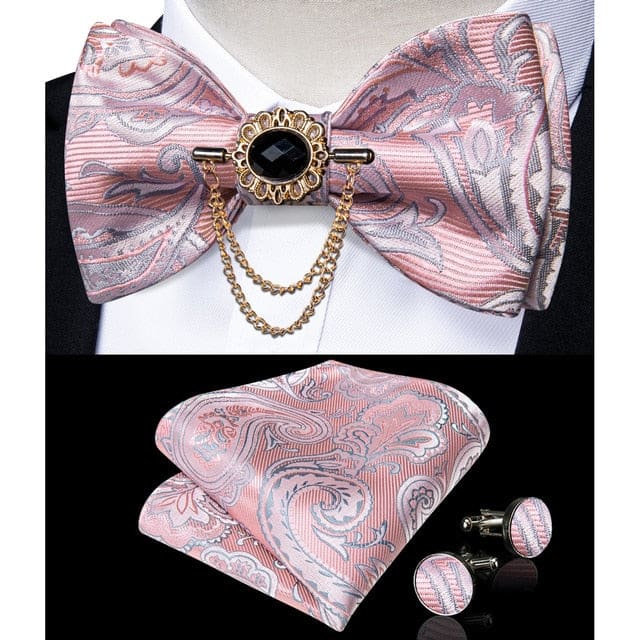 Silk Jacquard Woven Bowtie Hanky Brooch Pin Set HL-3083-0009 202598807 BOW TIE